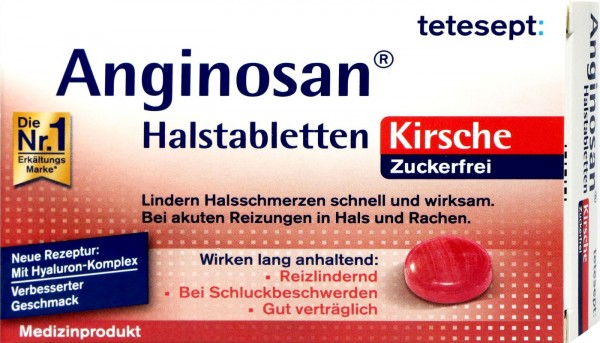 Tetesept Anginosan Cherry Throat Lozenges, sugar-free, 20-count