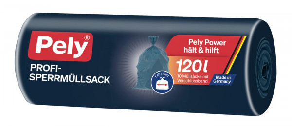 Pely Profi Bin Bags with Closure Tape extra wide 120 L., 10 pcs.