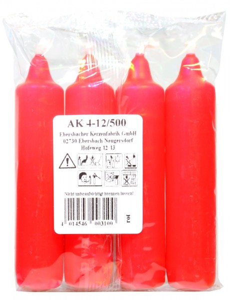 Advent Candles, red, 12/500, 4-pack