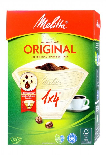 Melitta Filter Papers 1x4 Natural Brown Aroma, 80-pack