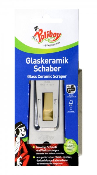 Poliboy Glass Ceramic Scraper for Glass & Hob, 1-pack