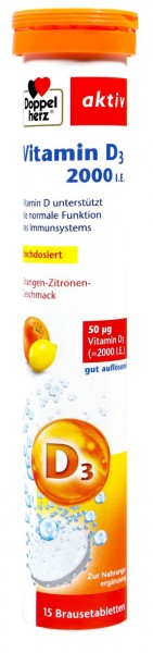 Doppelherz Vitamin D3 2000 IU, 15-pack