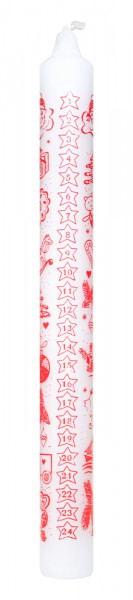 Advent calendar candle, Christmas, screen-printed, white, 30 x 300 mm, per piece