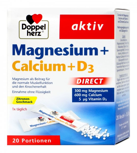 Doppelherz Magnesium Calcium D3 Direct, 20-count
