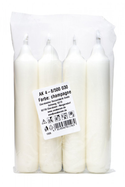 Advent candles, champagne, 8/500, pack of 4, bag