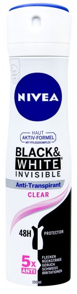 Nivea Invisible Black and White Deodorant Spray, 150 ml