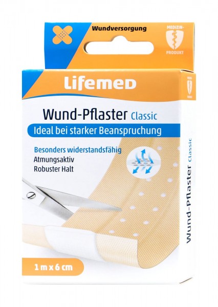 Lifemed Wound Plaster Classic 1 m x 6 cm, 1-pack