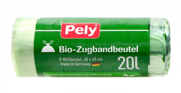 Pely Biodegradable Bin Liner Roll with Drawstring, 20 l, 8-count