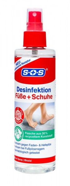 SOS Foot Disinfection Spray against fungal pathogens feet & shoes, 250 ml