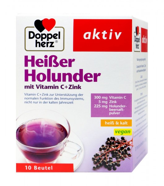 Doppelherz Hot Elderberry with Vitamin C + Zinc, 10-count