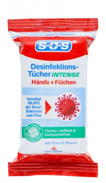 SOS Disinfecting Wipes For Hands and Surfaces, 25 PK