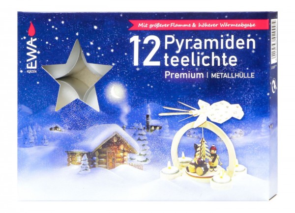 Premium Pyramid Tea Lights, 12-pack