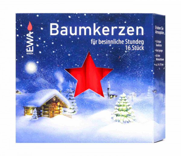 Tree candles, red, 16/250, set of 16