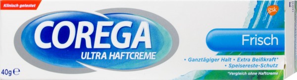 Corega Ultra 3D Fresh Denture Adhesive Cream, 40 g