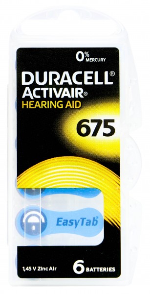 Duracell Hearing Aid Battery 675, blue, 1.4 V