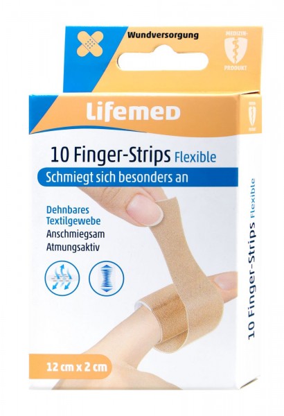 Lifemed Finger Strips Flexible skin-coloured 12 cm x 2 cm, 10-pack