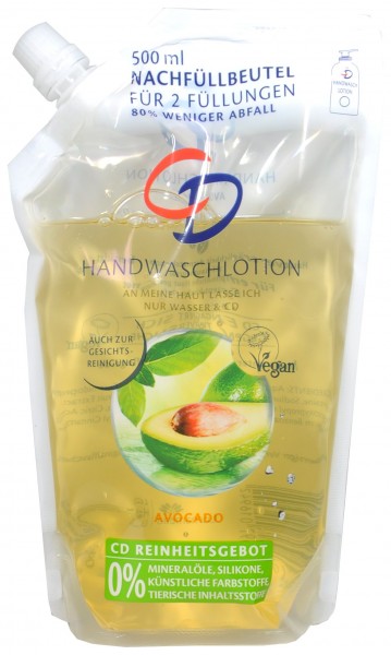 CD Avocado Hand Wash, refill bag, 500 ml