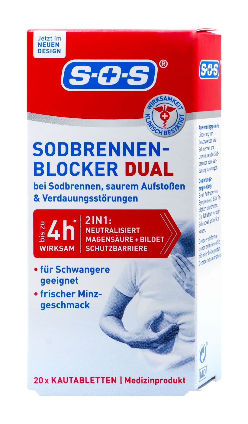 SOS Sodbrennen Blocker Dual Kautabletten, 20 er | bie-dro