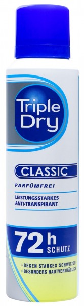Triple Dry Anti-Transpirant Spray 72h Protection, 150 ml