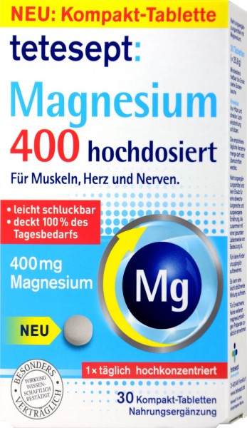 Tetesept High-Dose Magnesium 400, 30-count