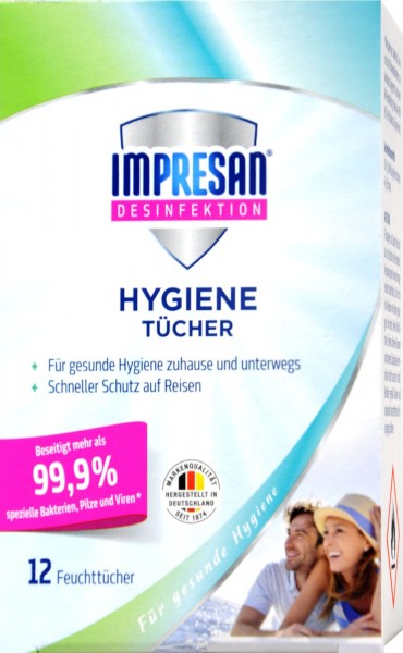 Impresan Hygiene Wipes, 12-count
