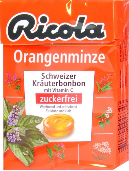 Ricola Böxli Orange Mint, sugar-free, 50 g