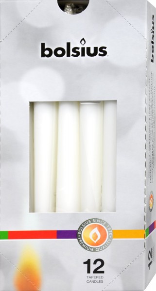 Bolsius Tapered Candle, White, 250 x 24 mm