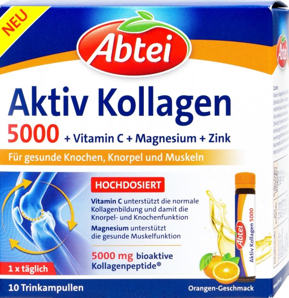 Abtei Active Collagen 5000 +Vitamin C + Magnesium + Zink, 10-count