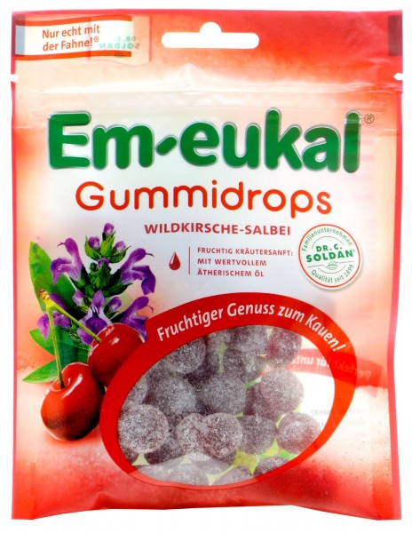Em-Eukal Wild Cherry/Sage Gummy Drops, 90 g