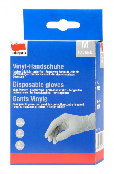 Disposable Vinyl Gloves Size M, 100-pack