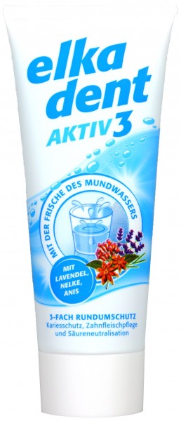 Elkadent Active 3 Toothpaste, 75 ml