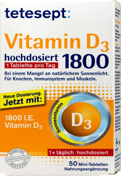 Tetesept Vitamin D3 2000, 50-count
