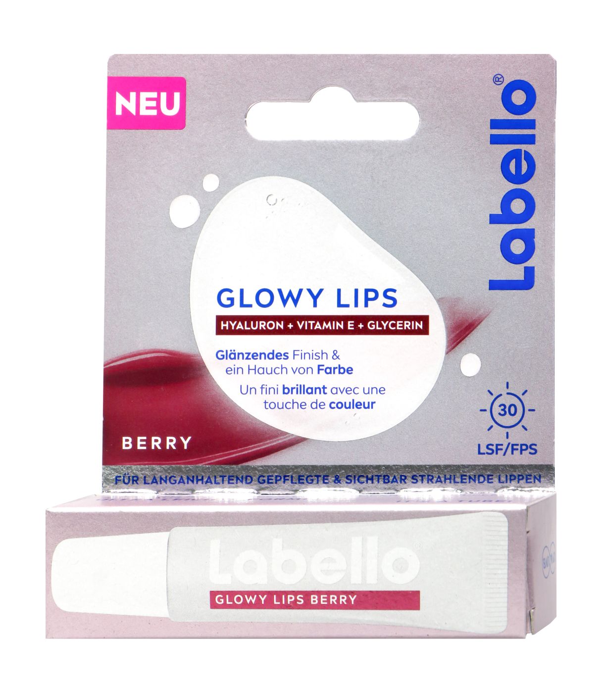 Labello Glowy Lips Berry Hyaluron+Vitamine+Glycerin, 10 ml | bie-dro