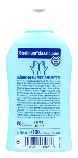 Sterillium Classic Pure Hand Disinfectant, 100 ml