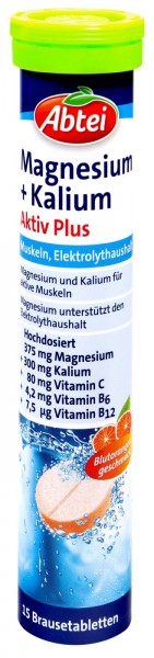 Abtei Magnesium + Potassium Effervescent Powder, 15-count