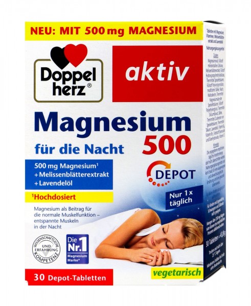 Doppelherz Magnesium 500 for the night, 30-count
