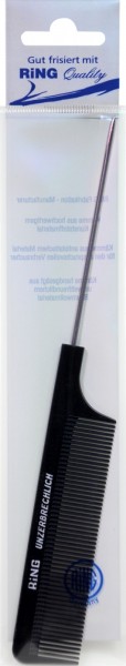 Backcomb Comb with Needle, black, 21.5 cm